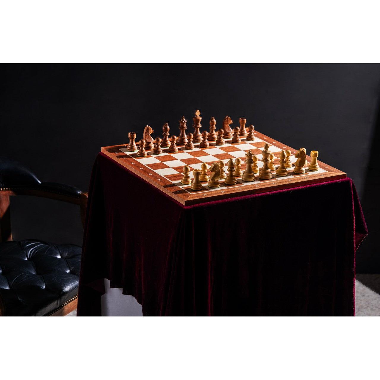 Shakkilauta MAHONKI & GERMAN STAUNTON Shakkinappulat-Puinen Shakkilauta ja Nappulat-TiberianChess.fi