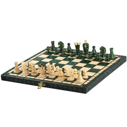 KING'S GREEN Shakkipeli | 38cm-Taitettava Perinteinen Shakkisetti-TiberianChess.fi